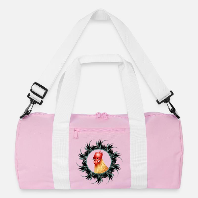 magnificent rooster in feather frame Recycled Duffel Bag
