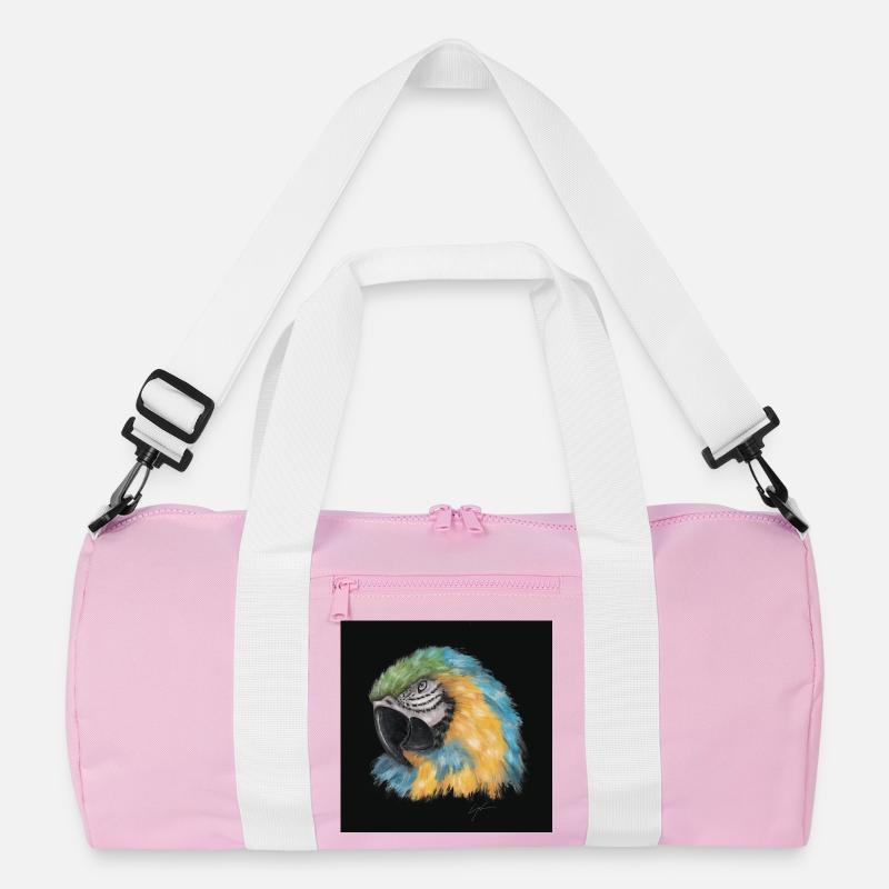Farbiger Papagei mit aquarellartigem Stil - Recycelte Duffel Bag - Rosa/Weiß