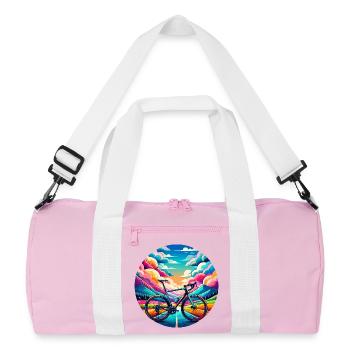 Rennrad in märchenhaften Farben - Recycelte Duffel Bag - Rosa/Weiß - Vorne