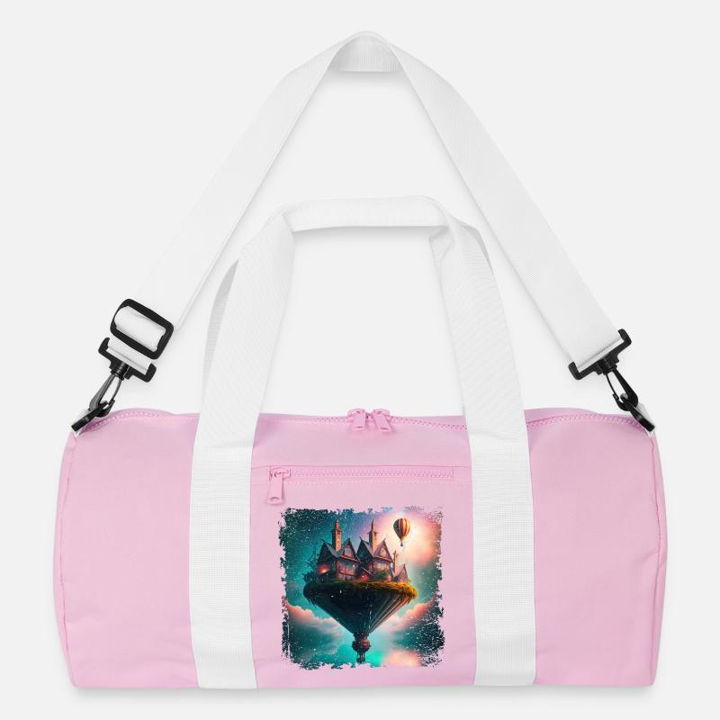 Fantasy schwebendes Dorf Recycelte Duffel Bag