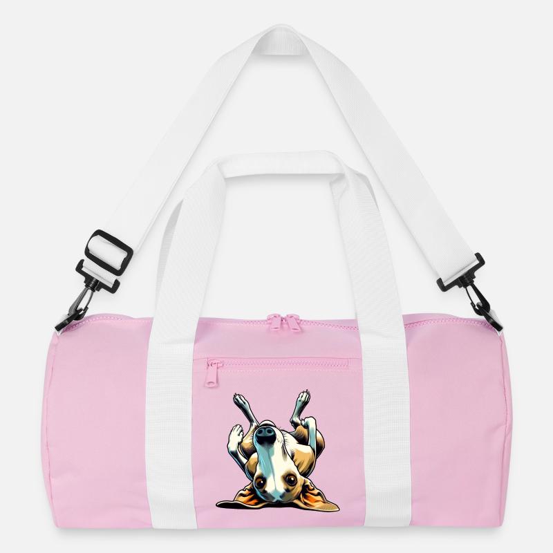 Windhund auf dem Kopf stehend - Recycelte Duffel Bag - Rosa/Weiß