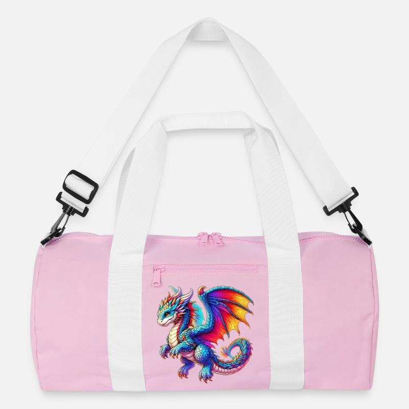 Drache - Recycelte Duffel Bag - Rosa/Weiß