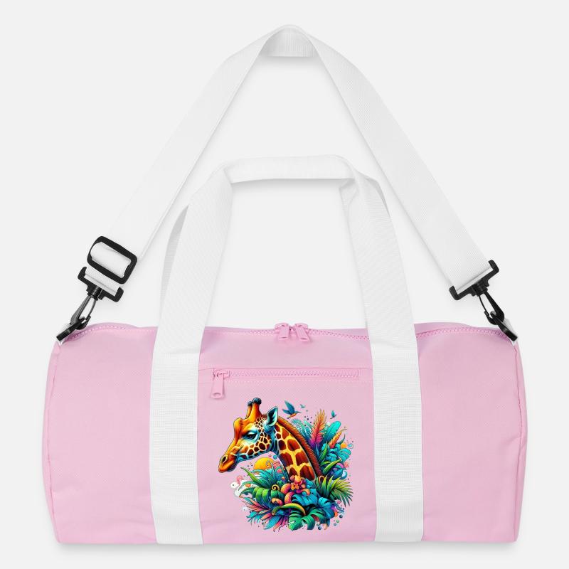 Giraffe - Recycelte Duffel Bag - Rosa/Weiß