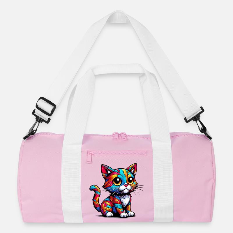 Katze - Recycelte Duffel Bag - Rosa/Weiß