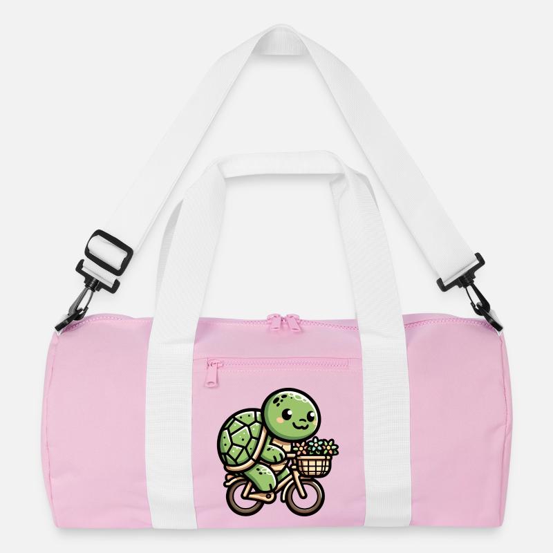 Cute Turtle Bicycle Design Recycled Duffel Bag