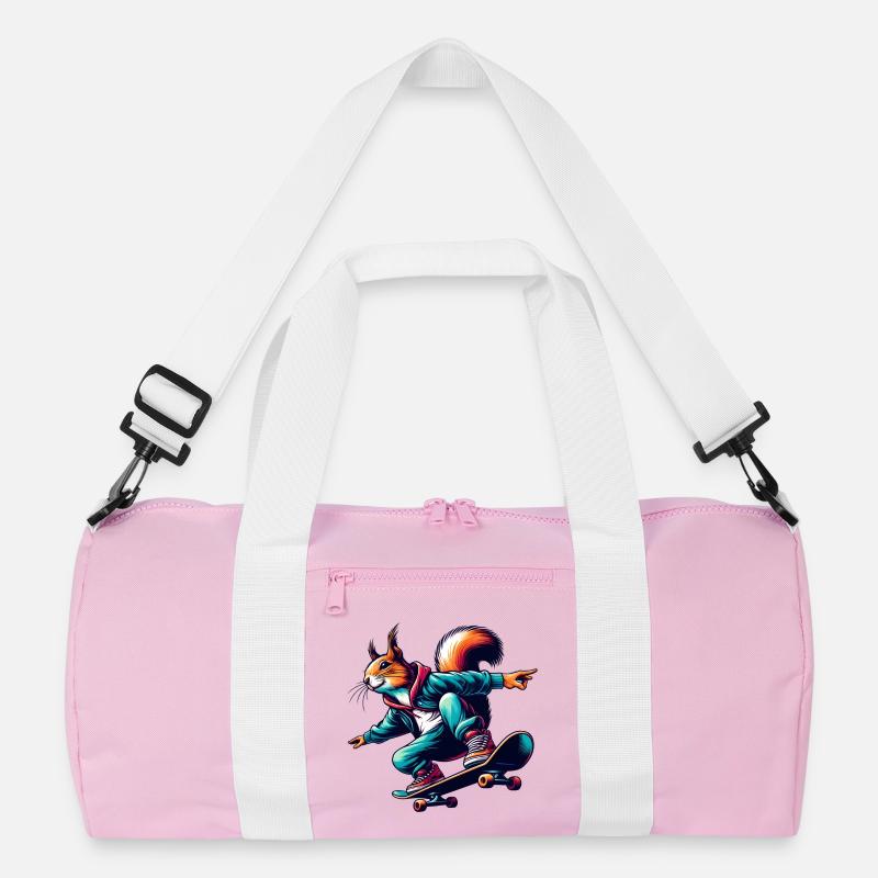 Cool squirrel on a skateboard Recycled Duffel Bag