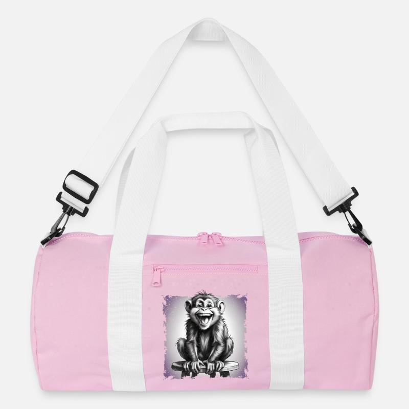 Affe lachend sitzt auf Hocker Recycelte Duffel Bag