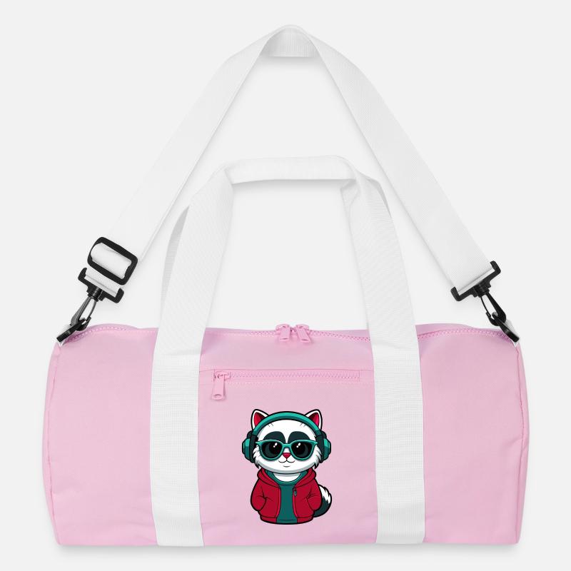 Coole Katze mit Kapuzenpullover und Brille Design Recycelte Duffel Bag