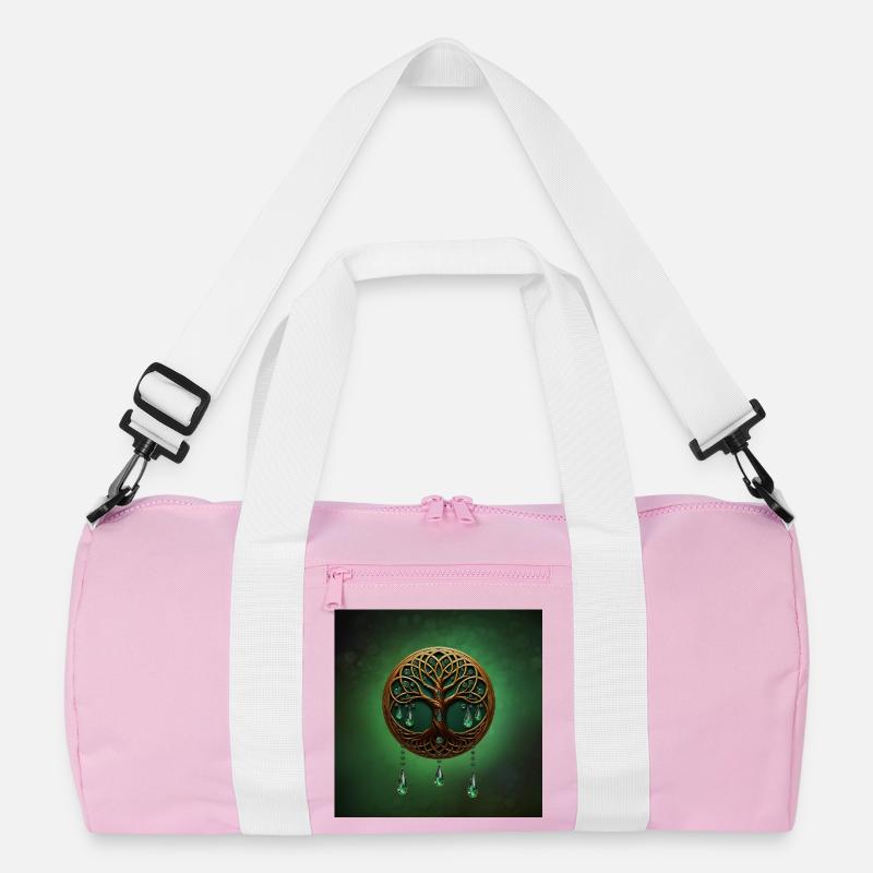 Stilisierter Baum des Lebens - Recycelte Duffel Bag - Rosa/Weiß