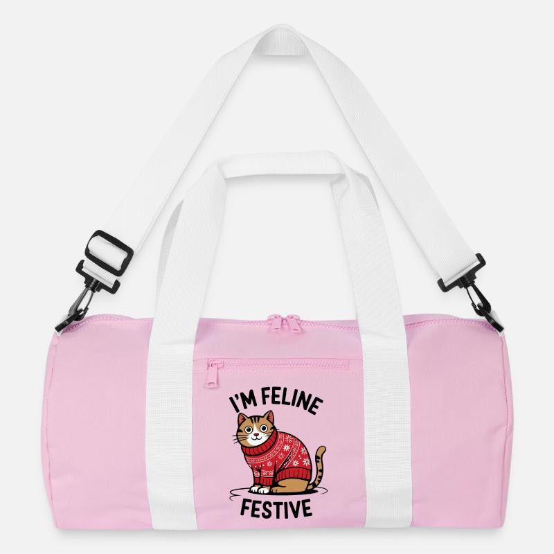 Festliche Katze mit Weihnachtspullover Recycelte Duffel Bag