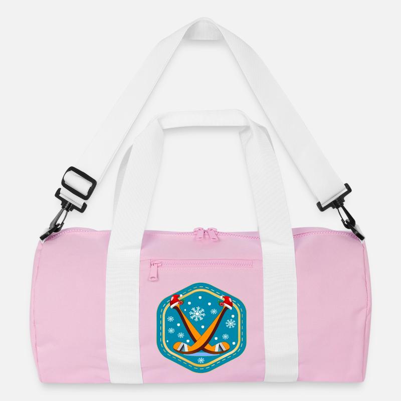 WEIHNACHTEN EISHOCKEY - Recycelte Duffel Bag - Rosa/Weiß
