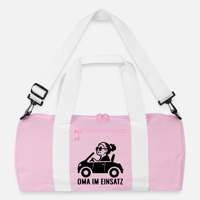 Oma im Einsatz Auto - Recycelte Duffel Bag - Rosa/Weiß