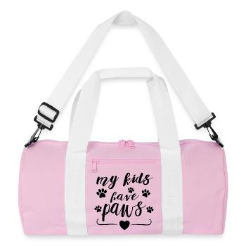 My Kids Have Paws – Pet Parent Statement Design - Recycelte Duffel Bag - Rosa/Weiß - Vorne