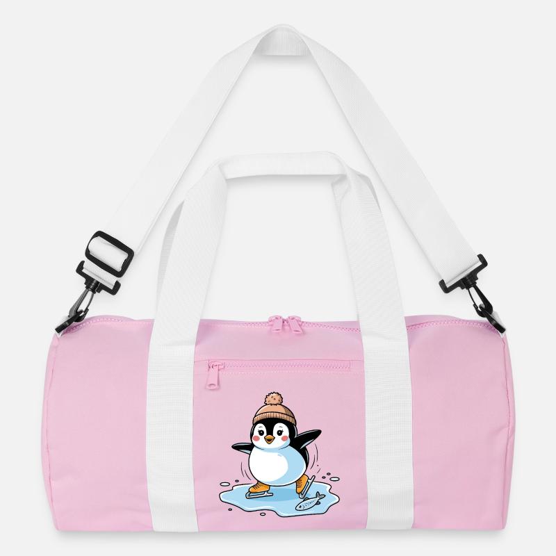 Schlittschuh-Pinguin - Recycelte Duffel Bag - Rosa/Weiß
