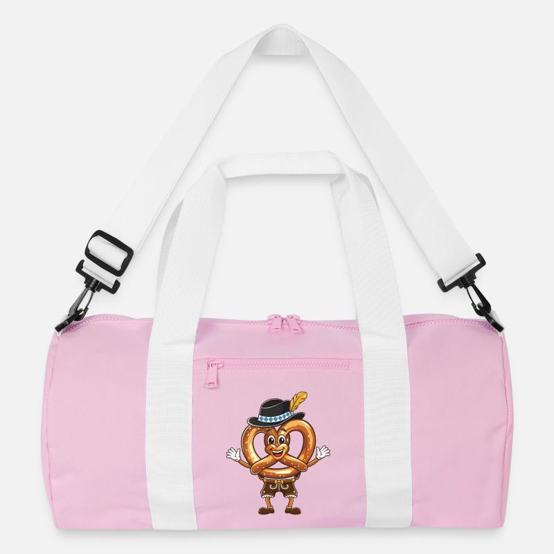 Fröhliche Brezel - Recycelte Duffel Bag - Rosa/Weiß