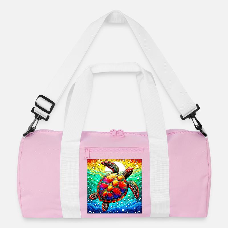 Schildkröte - Recycelte Duffel Bag - Rosa/Weiß