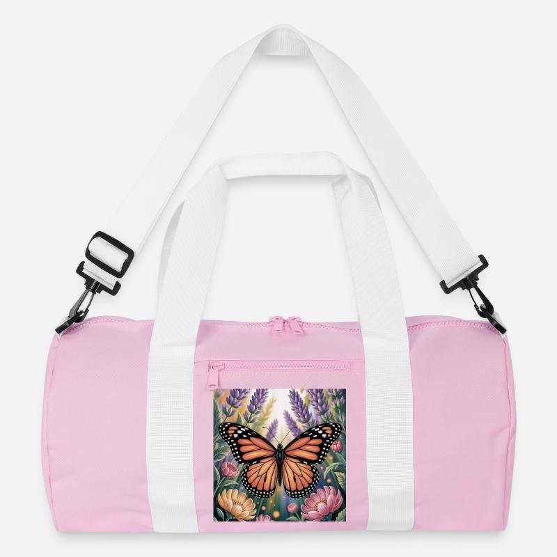 Papillon monarque vibrant Amidlavender fleurit Sac de sport recyclé