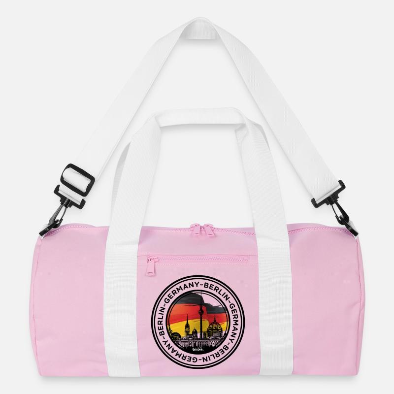 Berliner Skyline mit deutschen Flaggenfarben Recycelte Duffel Bag