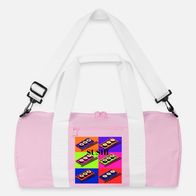 Bunte Sushi-Design mit Pop-Art-Stil - Recycelte Duffel Bag - Rosa/Weiß