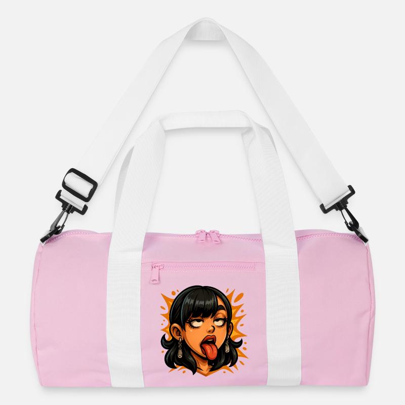 Grimasse - Recycelte Duffel Bag - Rosa/Weiß