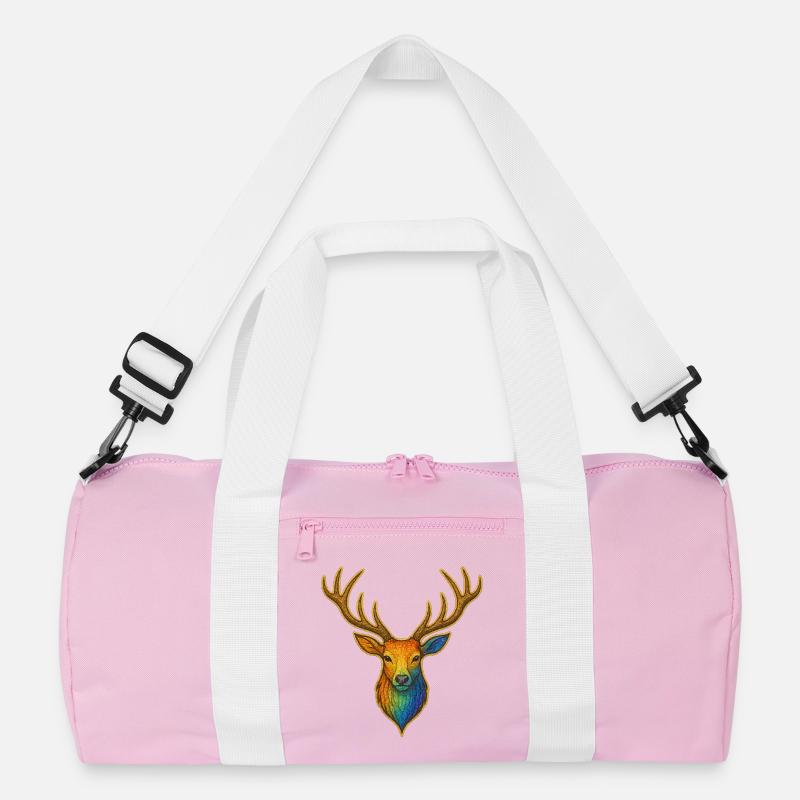Rainbow deer with gold frame Recycled Duffel Bag
