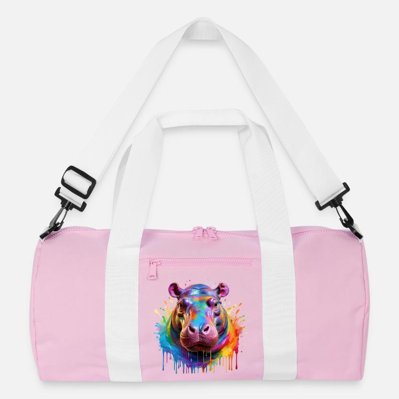 Bunter Hippo Farbexplosion Recycelte Duffel Bag