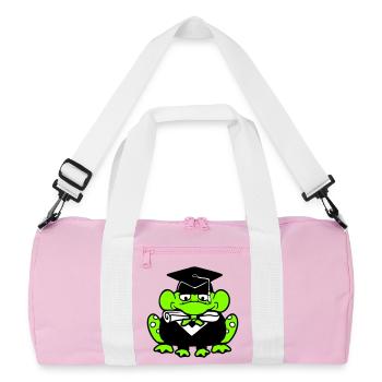 Frosch Schulabschluss Abitur bestanden College süß - Recycelte Duffel Bag - Rosa/Weiß - Vorne