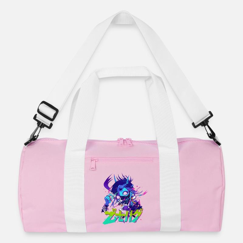 Neon_Oni_Cyberpunk - Recycelte Duffel Bag - Rosa/Weiß
