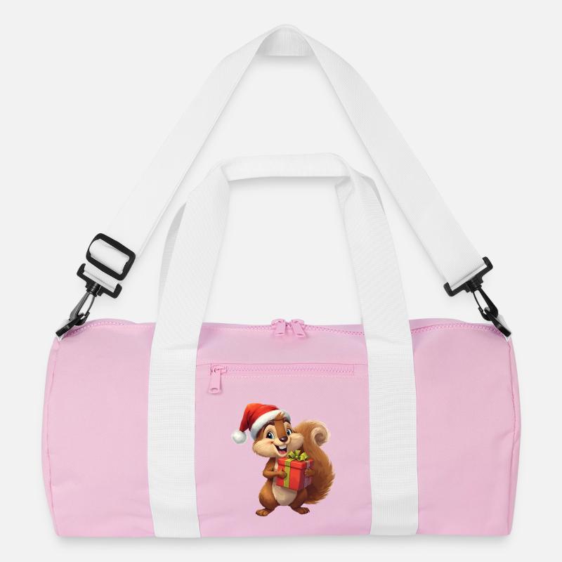 Weihnachts-Eichhörnchen mit Geschenk Recycelte Duffel Bag
