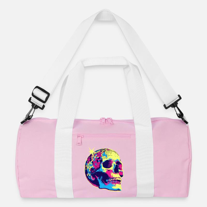 Neon Disco Totenschädel - Recycelte Duffel Bag - Rosa/Weiß