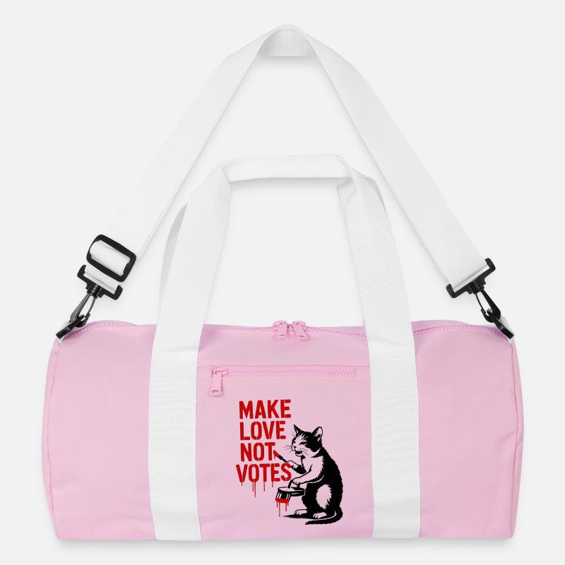 Make Love Not Votes Cat Recycled Duffel Bag