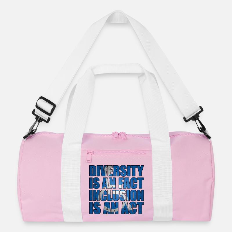 Diversity is a fact, inclusion is action - Recycled Duffel Bag - pink/white