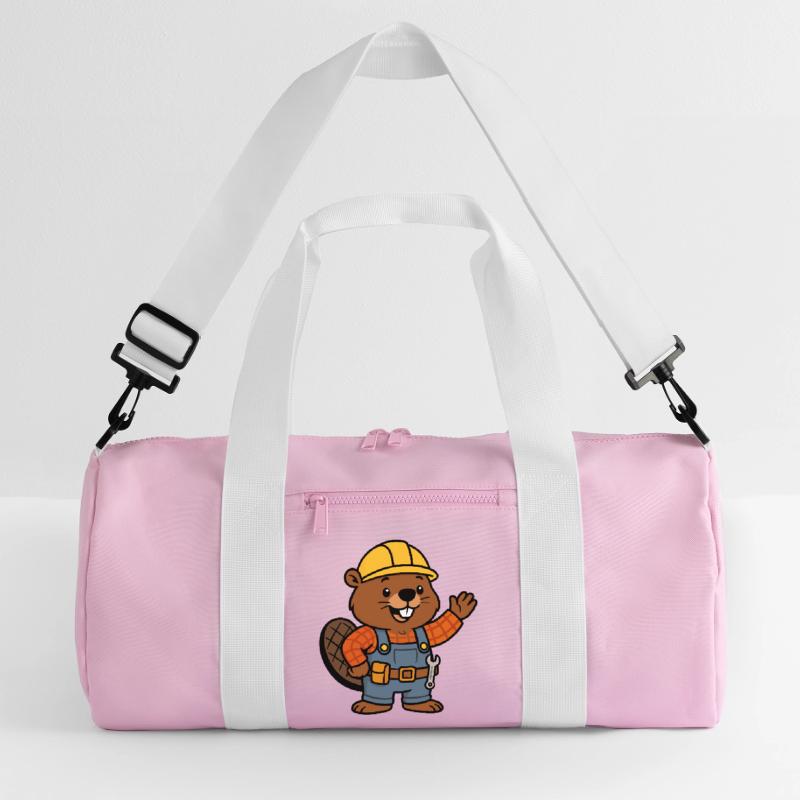 Beaver Construction Worker Bob Helm Hello Plan Builder Recycled Duffel Bag