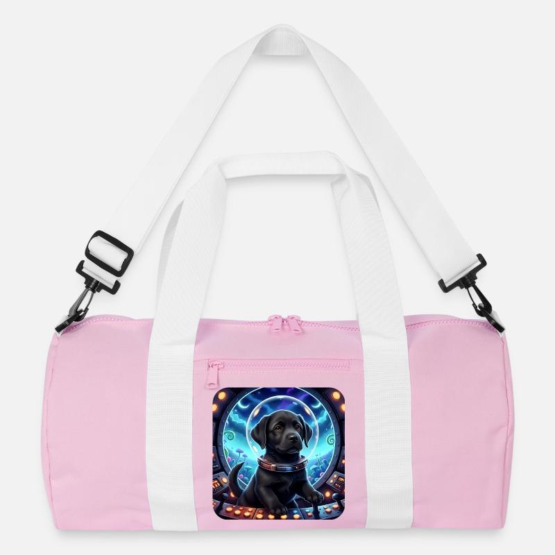 Kosmischer Welpe im Space Cockpit - Recycelte Duffel Bag - Rosa/Weiß