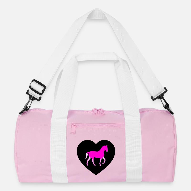 Pferde - Recycelte Duffel Bag - Rosa/Weiß