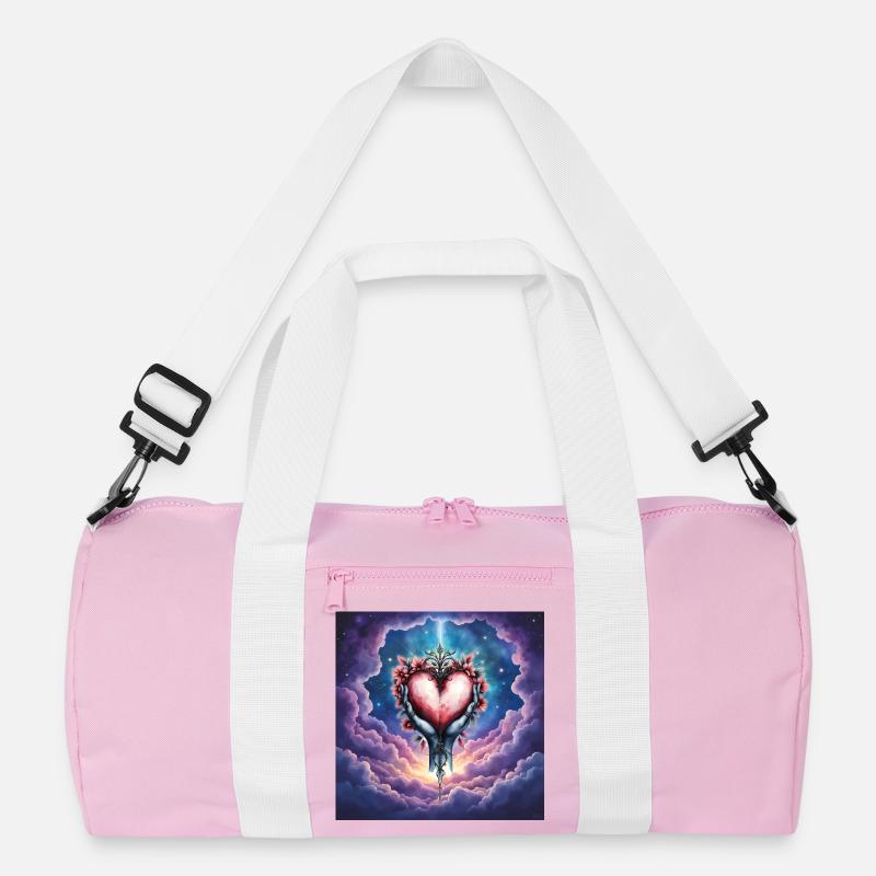 Ätherische Hände halten ein blumiges Herz Recycelte Duffel Bag