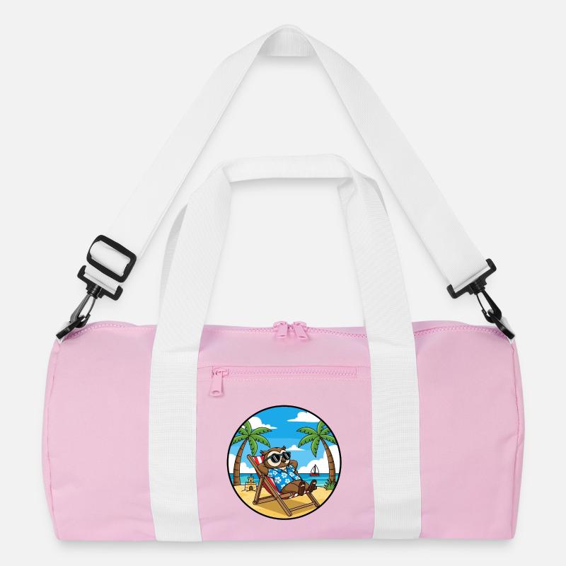 Coole Eulenstrandurlaub-Sommervibes - Recycelte Duffel Bag - Rosa/Weiß