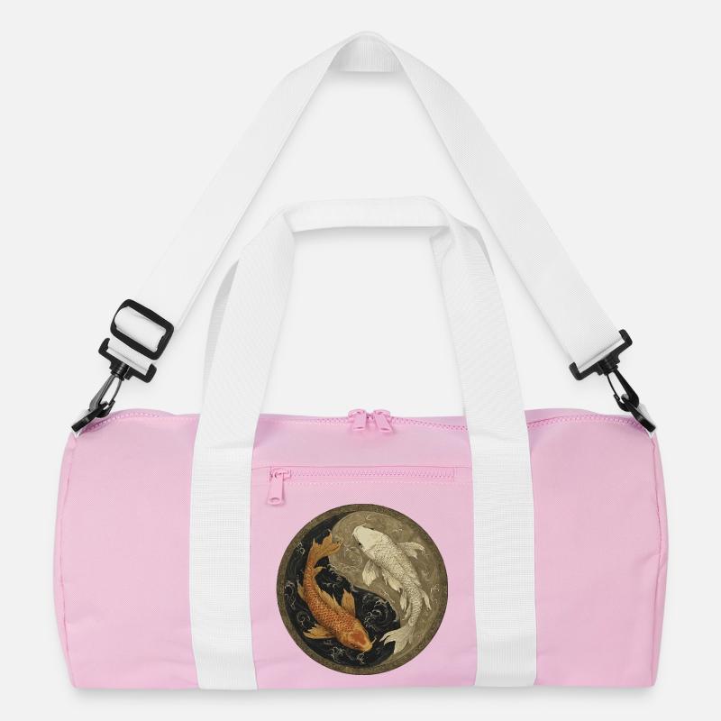 Koi Yin-Yang Medaillon - Recycelte Duffel Bag - Rosa/Weiß