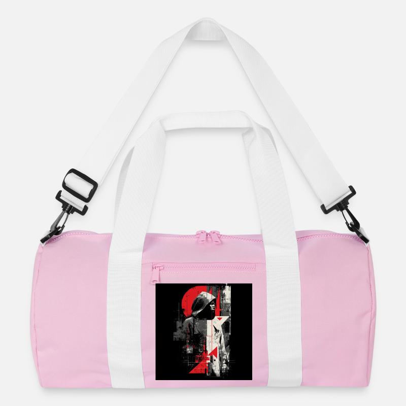 Geometric Shadow Pullover Hoodie - Recycled Duffel Bag - pink/white