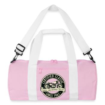 Vintage 1961, Biker Motorcycle Birthday Pullover Hoodie - Recycled Duffel Bag - pink/white - Front