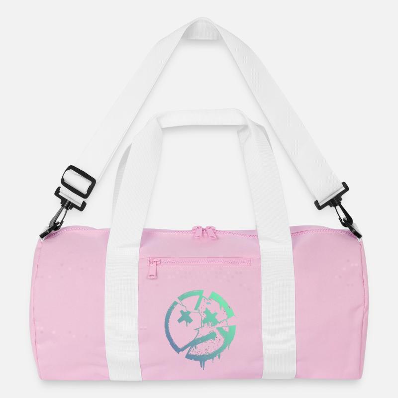 Grunge-Kreis mit X – Druck - Recycelte Duffel Bag - Rosa/Weiß