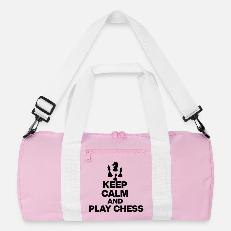 KEEP CALM AND PLAY CHESS! CHESS PLAYER black Recycled Duffel Bag