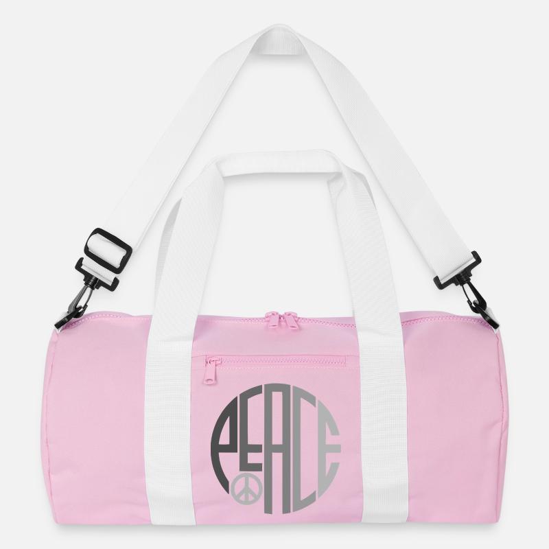 Kreis Typografie Peace mit Peacezeichen - Recycelte Duffel Bag - Rosa/Weiß