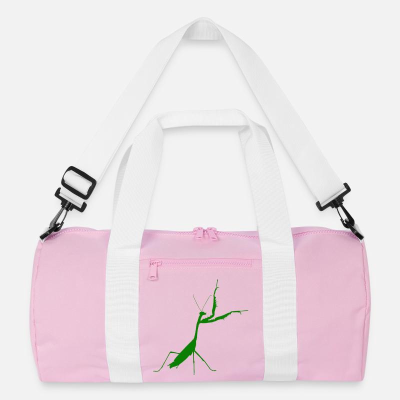 Gottesanbeterin grün - Recycelte Duffel Bag - Rosa/Weiß