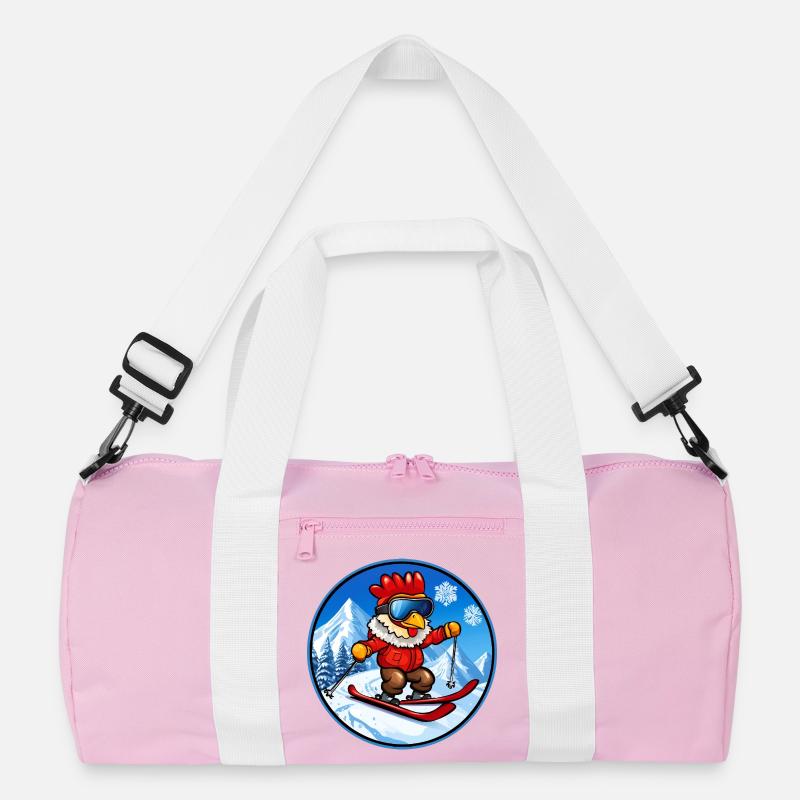 Huhn Ski - Recycelte Duffel Bag - Rosa/Weiß