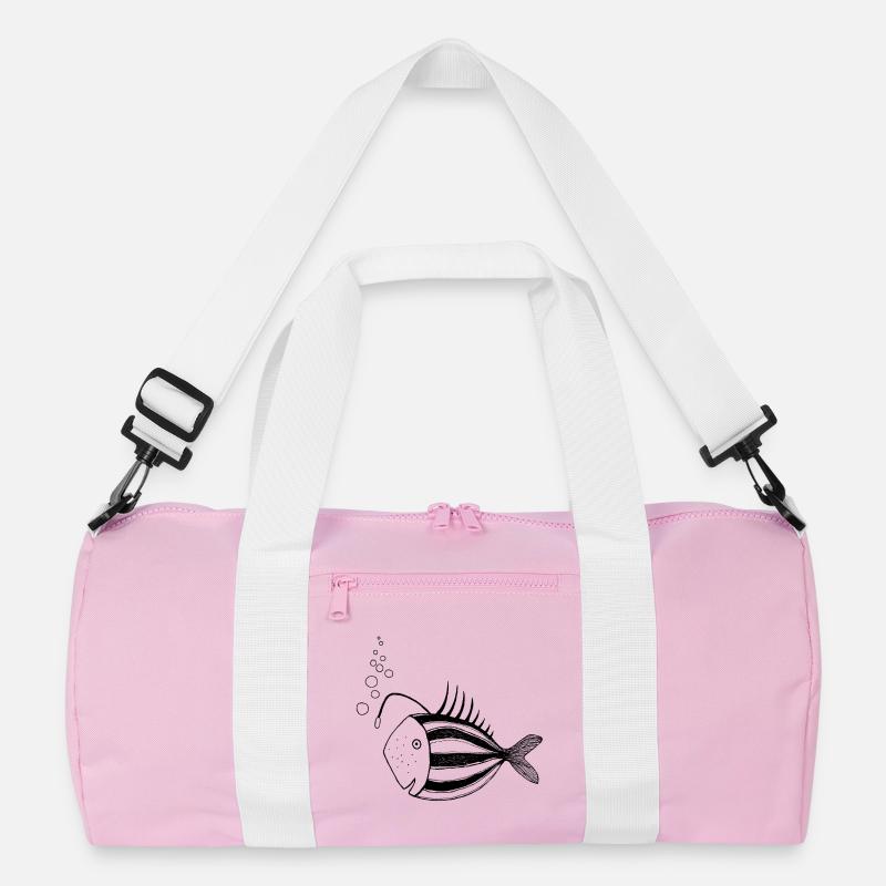Fisch Lampe - Recycelte Duffel Bag - Rosa/Weiß