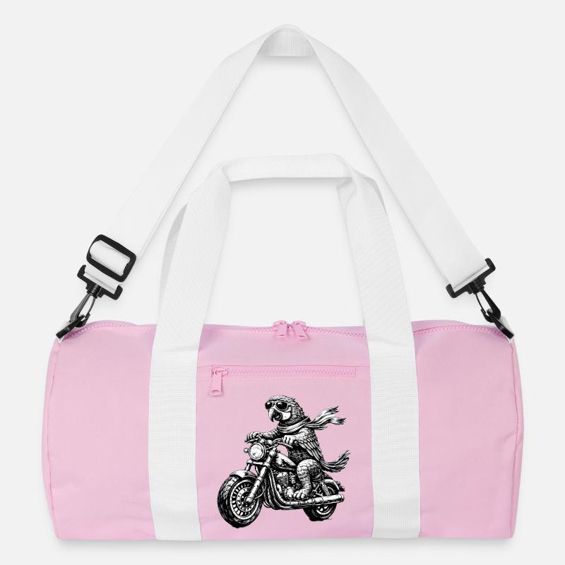Biker Ara | Parrot on Motorcycle Recycled Duffel Bag