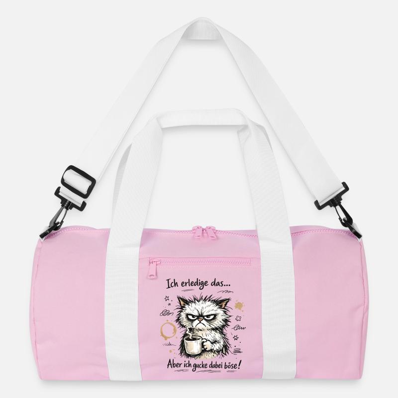 Ich mach das Katze lustiger Büro Spruch - Recycelte Duffel Bag - Rosa/Weiß