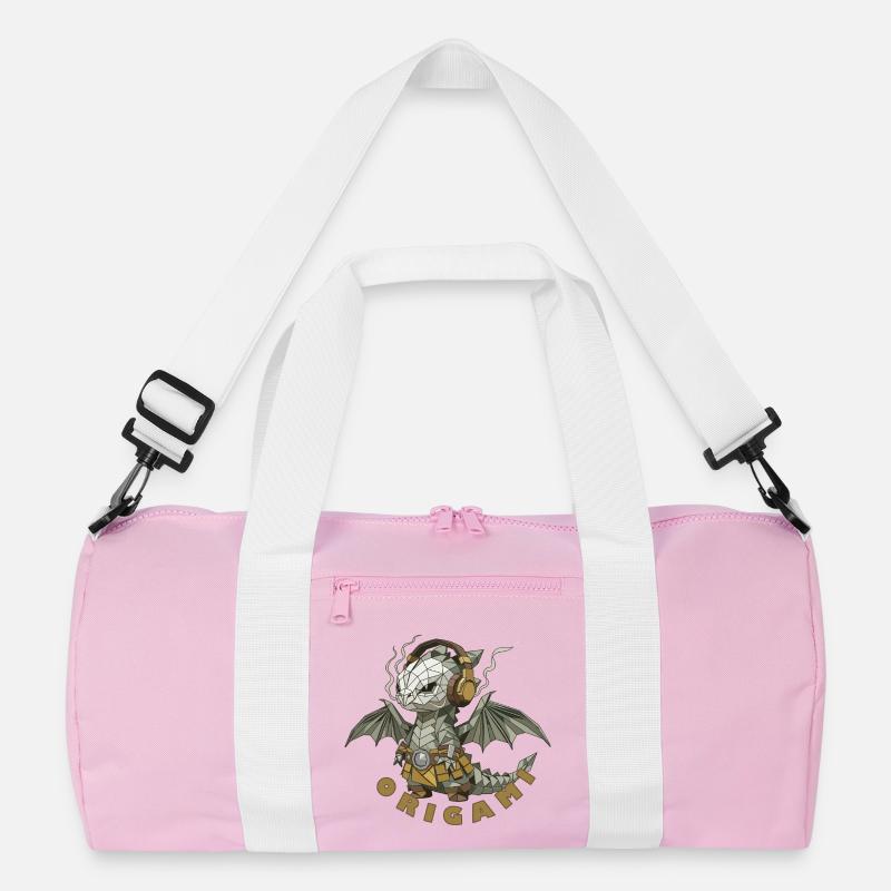 Drachen-Origami - Recycelte Duffel Bag - Rosa/Weiß