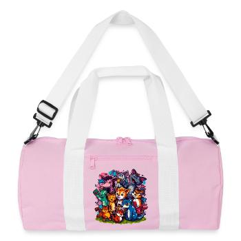 Animals Group Cartoon Colors - Recycled Duffel Bag - pink/white - Front